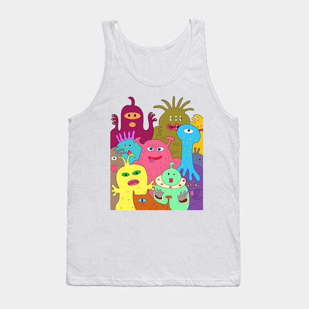 Halloween alien monster from outer space. Cartoon drawing. Tank Top by Nalidsa